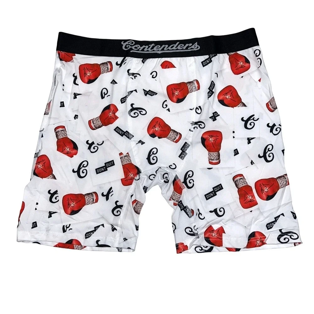 Contenders Mens XL Boxing Glove Dont Quit Boxer Briefs White Red Performance New
